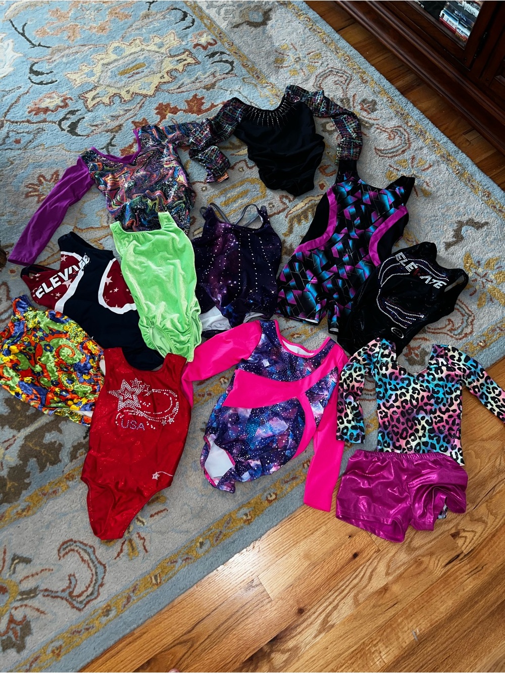 GK Girls Multicolor Gymnastics Leotards - Pink, Purple, Black, Neon Green